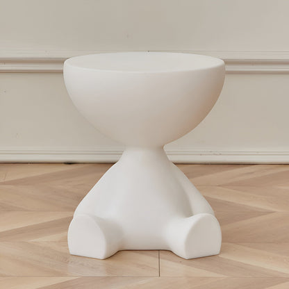 Round coffee table white bowl-top with sculptural pedestal base Moktan Sabai on Tampa Home & Garden Store