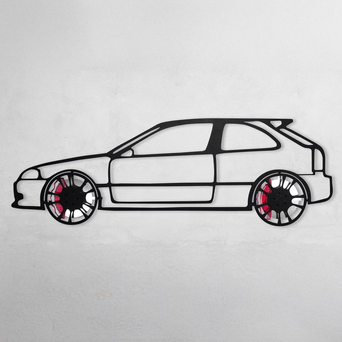 Honda Civic Wall Art – JDM Steel Silhouette with Spinning Wheels-KAFMEKA028 - Tampa Home & Garden Store