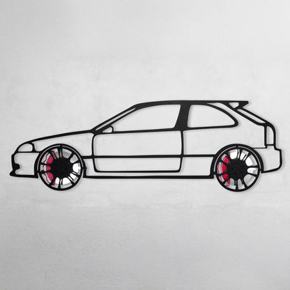 Honda Civic Wall Art – JDM Steel Silhouette with Spinning Wheels-KAFMEKA028 - Tampa Home & Garden Store