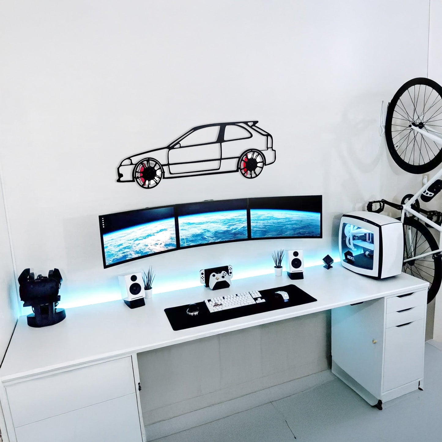 Honda Civic Wall Art – JDM Steel Silhouette with Spinning Wheels-KAFMEKA028 - Tampa Home & Garden Store