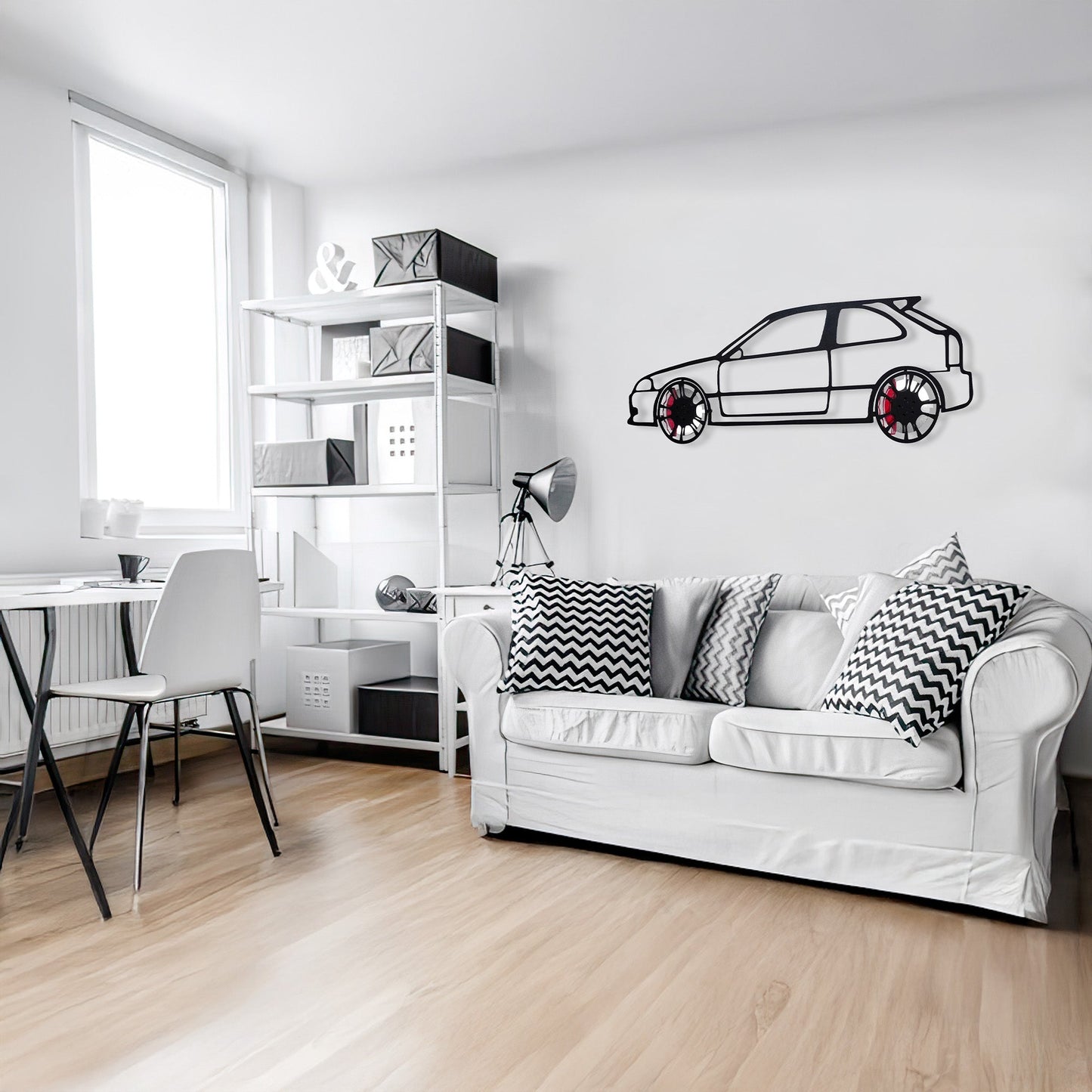 Honda Civic Wall Art – JDM Steel Silhouette with Spinning Wheels-KAFMEKA028 - Tampa Home & Garden Store