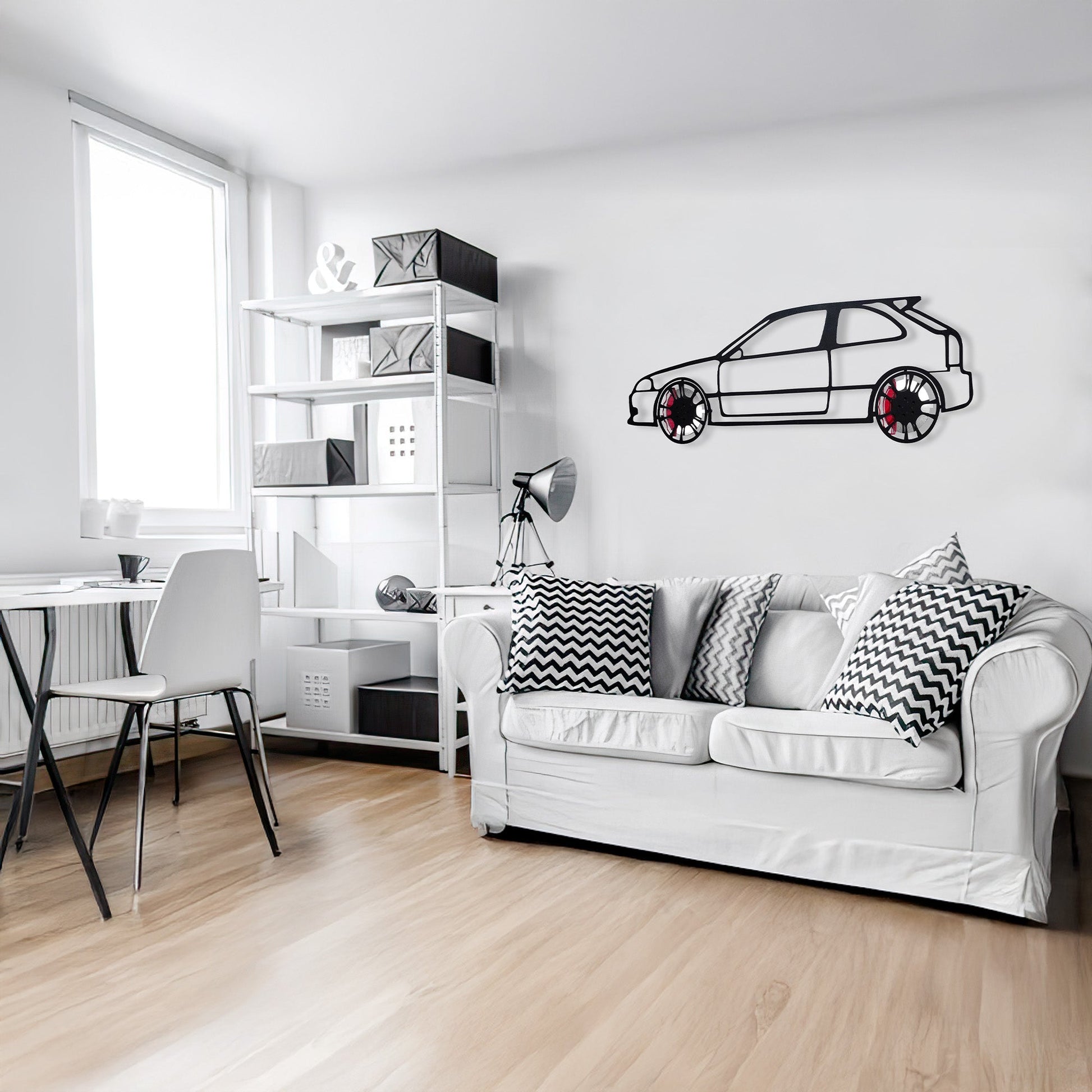 Honda Civic Wall Art – JDM Steel Silhouette with Spinning Wheels-KAFMEKA028 - Tampa Home & Garden Store
