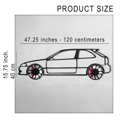 Honda Civic Wall Art – JDM Steel Silhouette with Spinning Wheels-KAFMEKA028 - Tampa Home & Garden Store