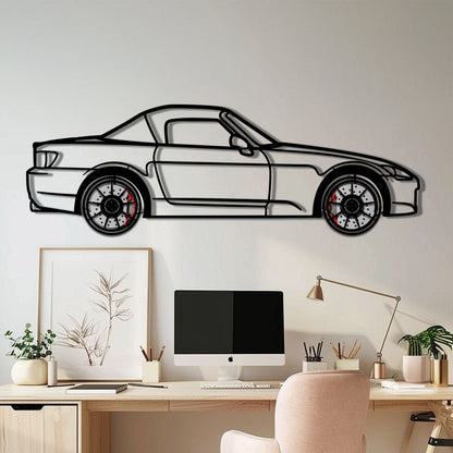 Honda S2000 Metal Car Wall Art with Rotating Wheels - JDM Roadster Silhouette - Interactive Automotive Wall Decor - KAFMEKA143 - Tampa Home & Garden Store