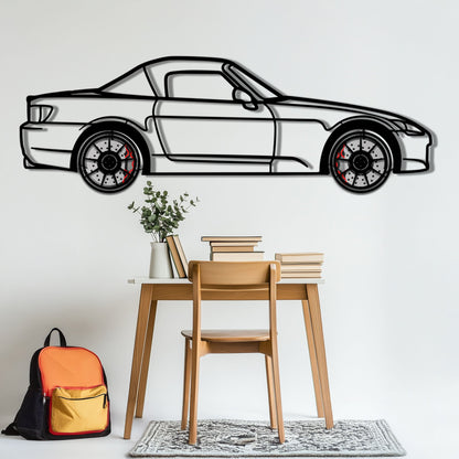 Honda S2000 Metal Car Wall Art with Rotating Wheels - JDM Roadster Silhouette - Interactive Automotive Wall Decor - KAFMEKA143 - Tampa Home & Garden Store