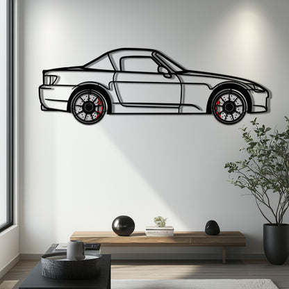 Honda S2000 Metal Car Wall Art with Rotating Wheels - JDM Roadster Silhouette - Interactive Automotive Wall Decor - KAFMEKA143 - Tampa Home & Garden Store