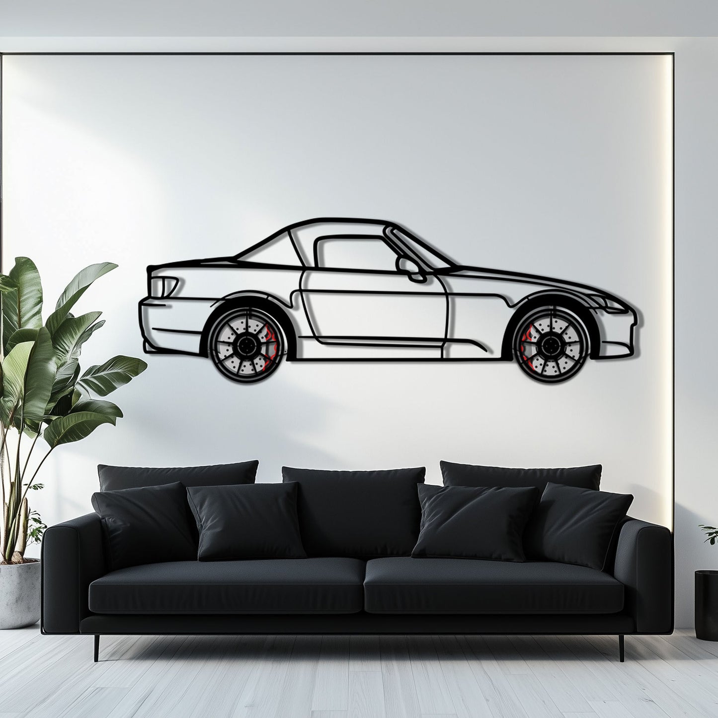 Honda S2000 Metal Car Wall Art with Rotating Wheels - JDM Roadster Silhouette - Interactive Automotive Wall Decor - KAFMEKA143 - Tampa Home & Garden Store