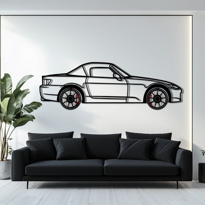 Honda S2000 Metal Car Wall Art with Rotating Wheels - JDM Roadster Silhouette - Interactive Automotive Wall Decor - KAFMEKA143 - Tampa Home & Garden Store