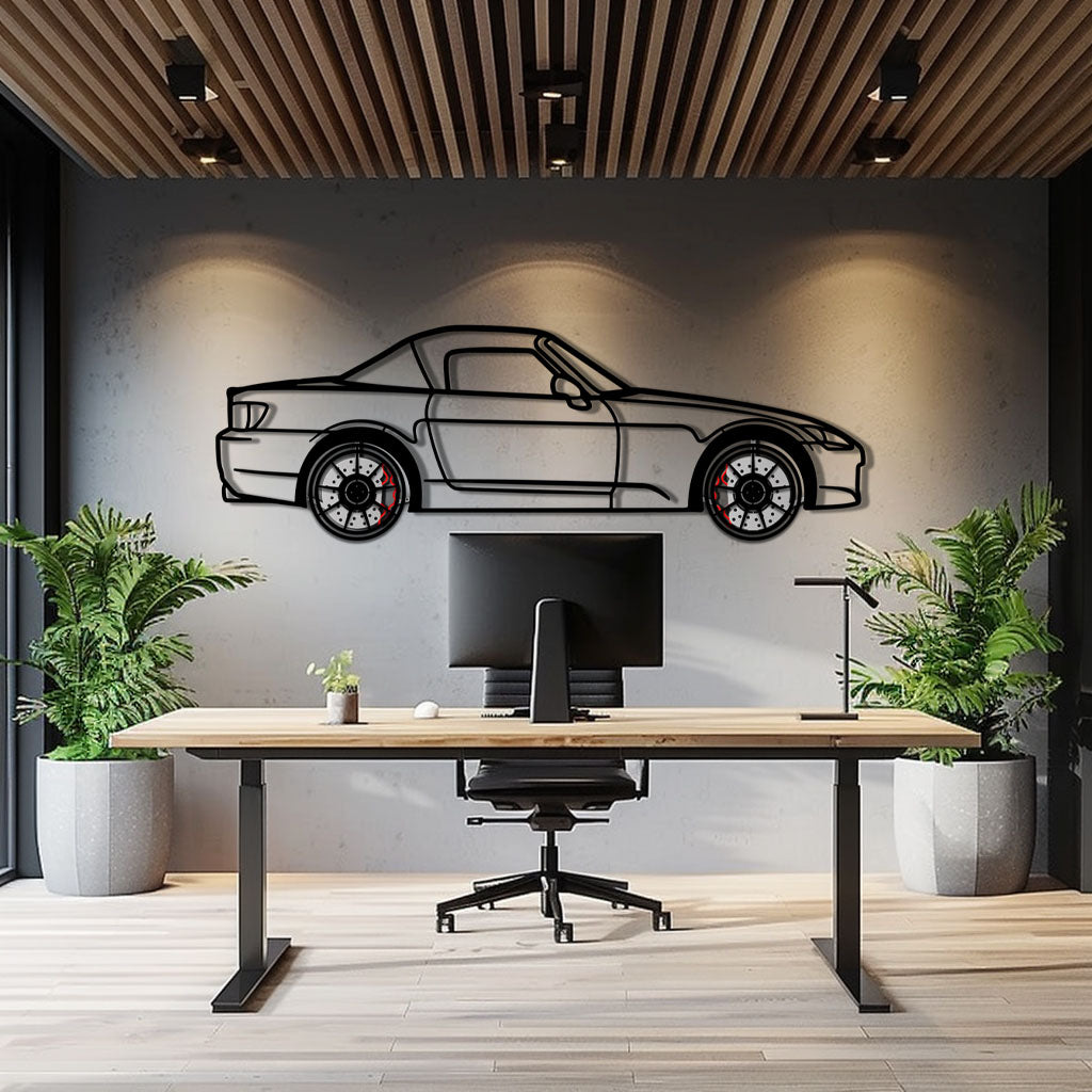 Honda S2000 Metal Car Wall Art with Rotating Wheels - JDM Roadster Silhouette - Interactive Automotive Wall Decor - KAFMEKA143 - Tampa Home & Garden Store