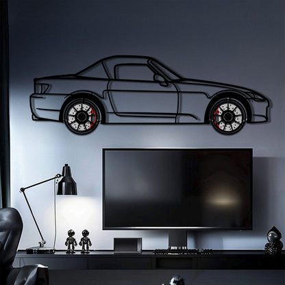 Honda S2000 Metal Car Wall Art with Rotating Wheels - JDM Roadster Silhouette - Interactive Automotive Wall Decor - KAFMEKA143 - Tampa Home & Garden Store