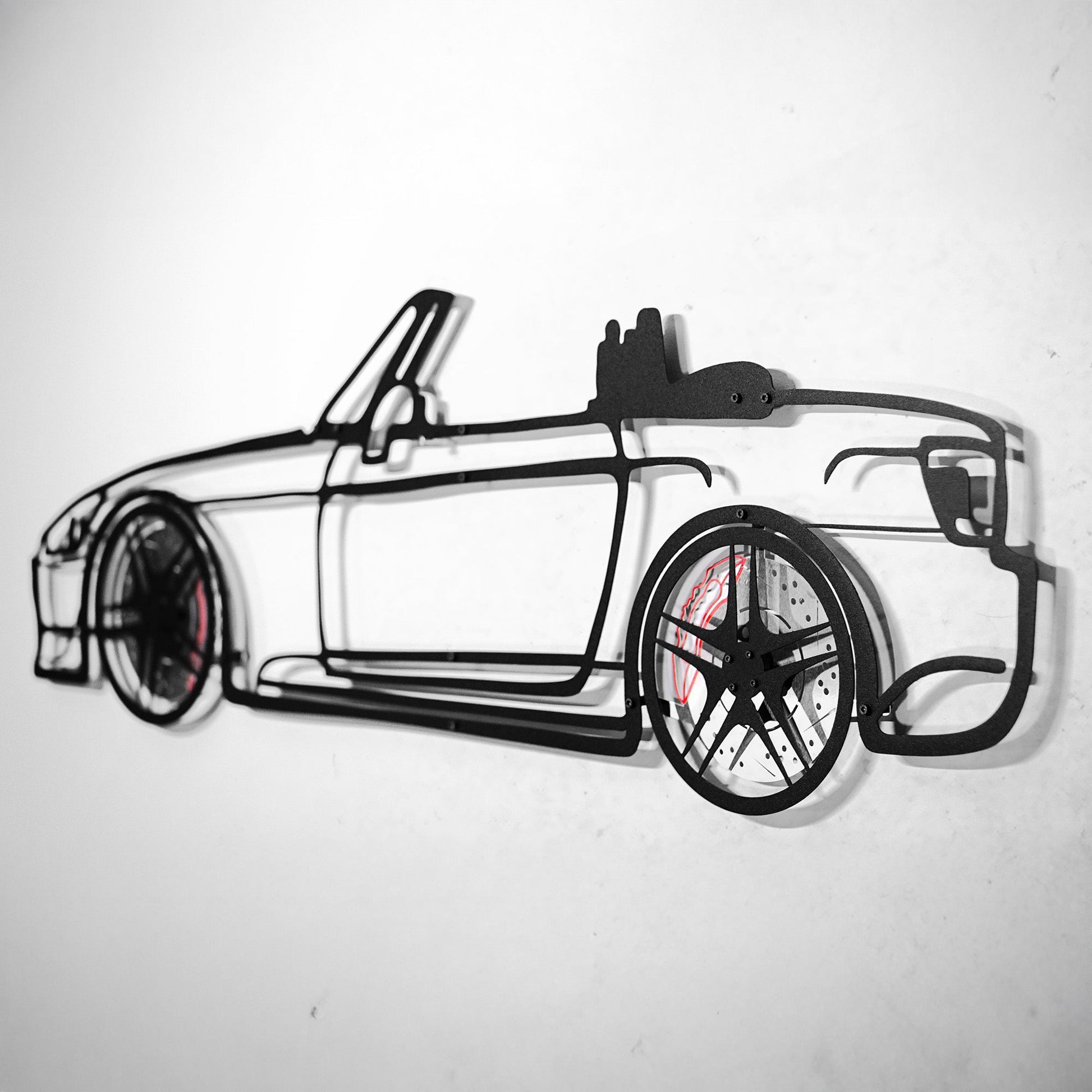 Honda S2000 Wall Art – JDM Steel Silhouette with Spinning Wheels-KAFMEKA029 - Tampa Home & Garden Store