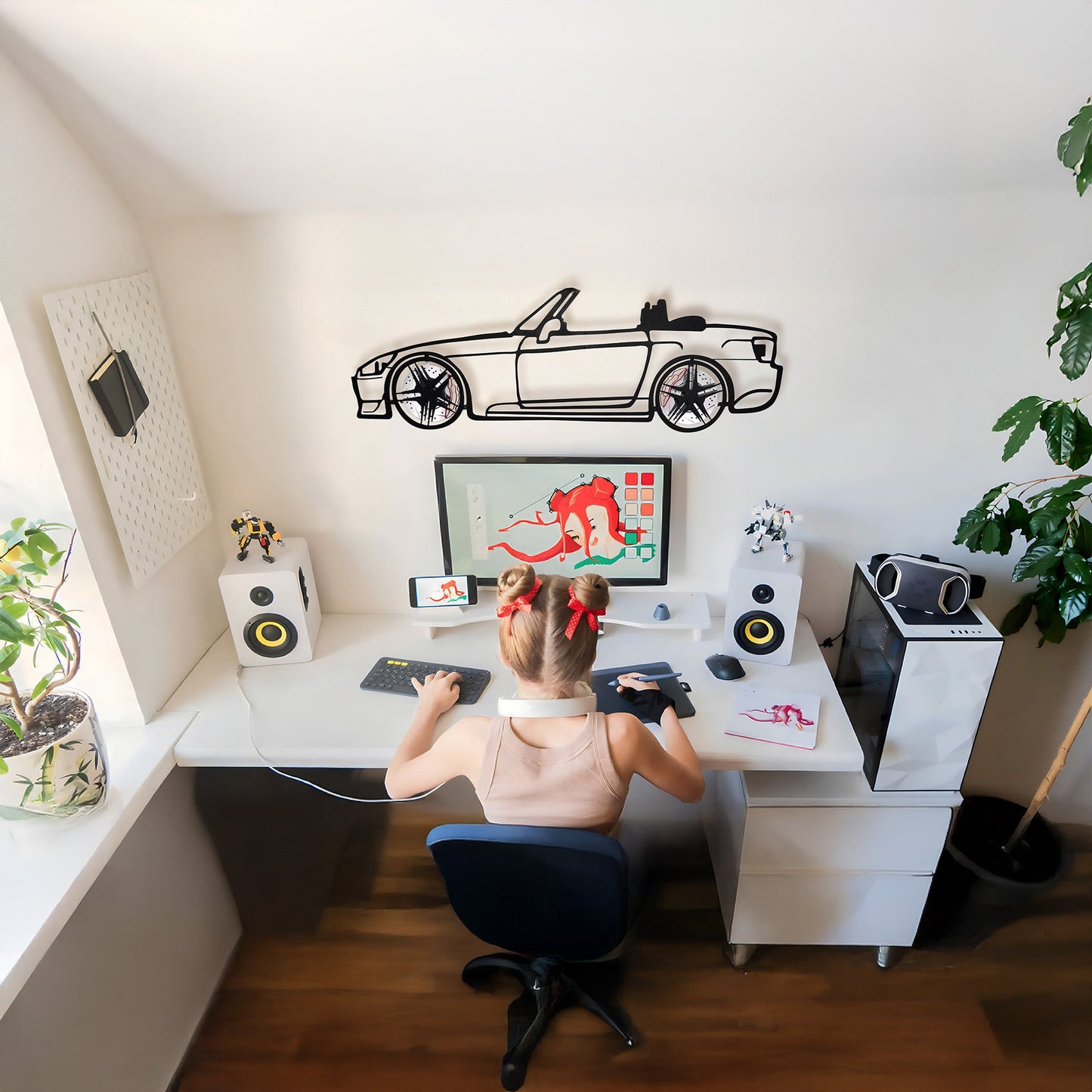 Honda S2000 Wall Art – JDM Steel Silhouette with Spinning Wheels-KAFMEKA029 - Tampa Home & Garden Store