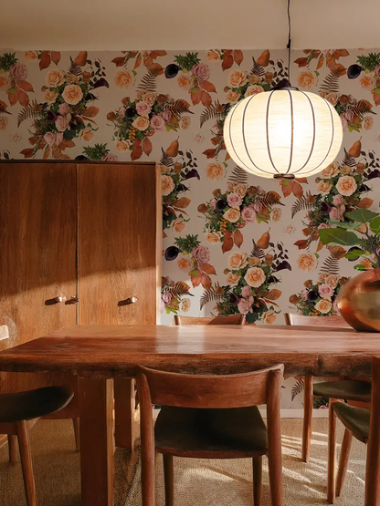 Honey & Poppies Wallpaper, off-white - Tampa Home & Garden Store
