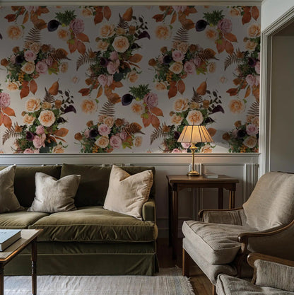 Honey & Poppies Wallpaper, off-white - Tampa Home & Garden Store