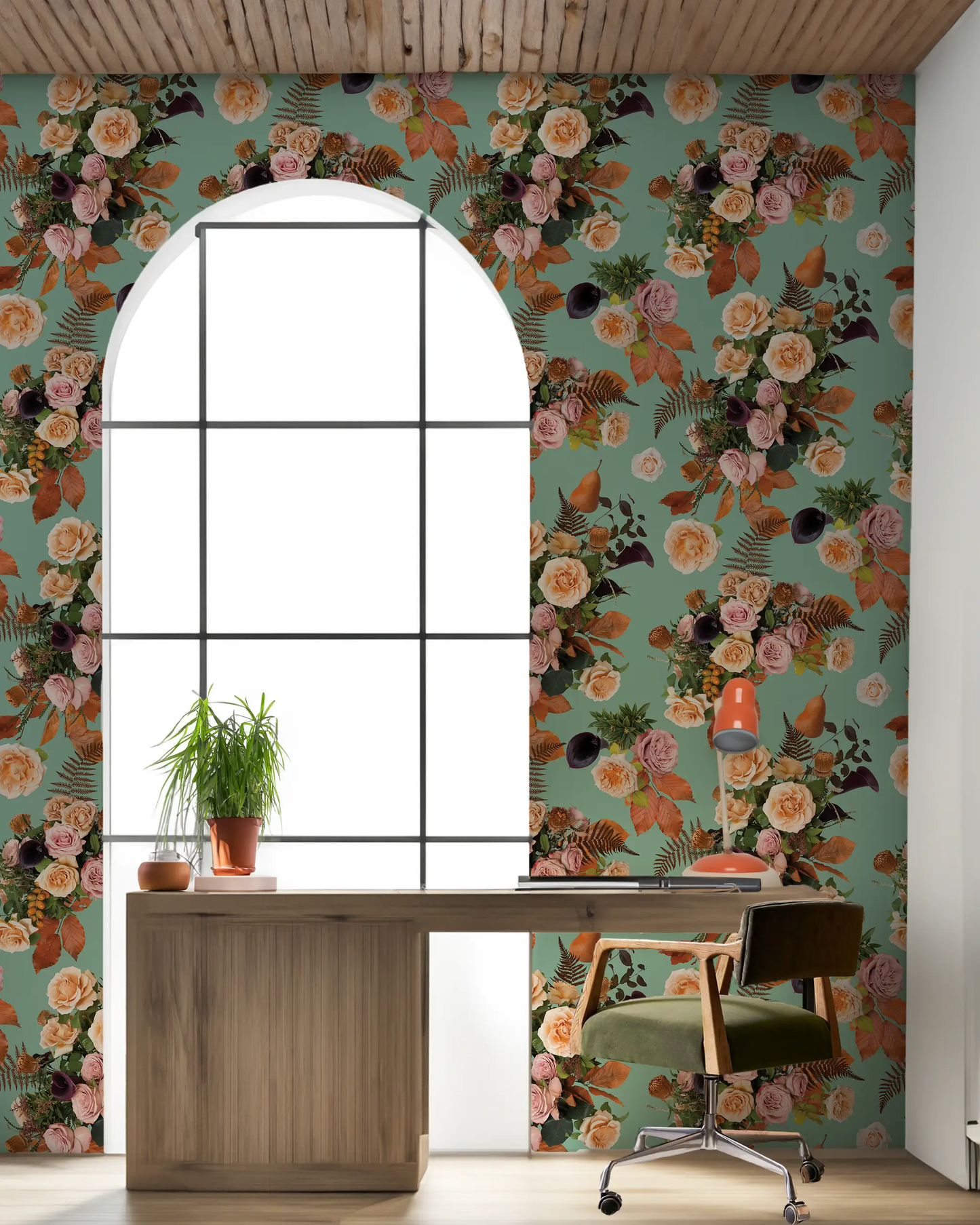Honey & Poppies Wallpaper, robin egg - Tampa Home & Garden Store