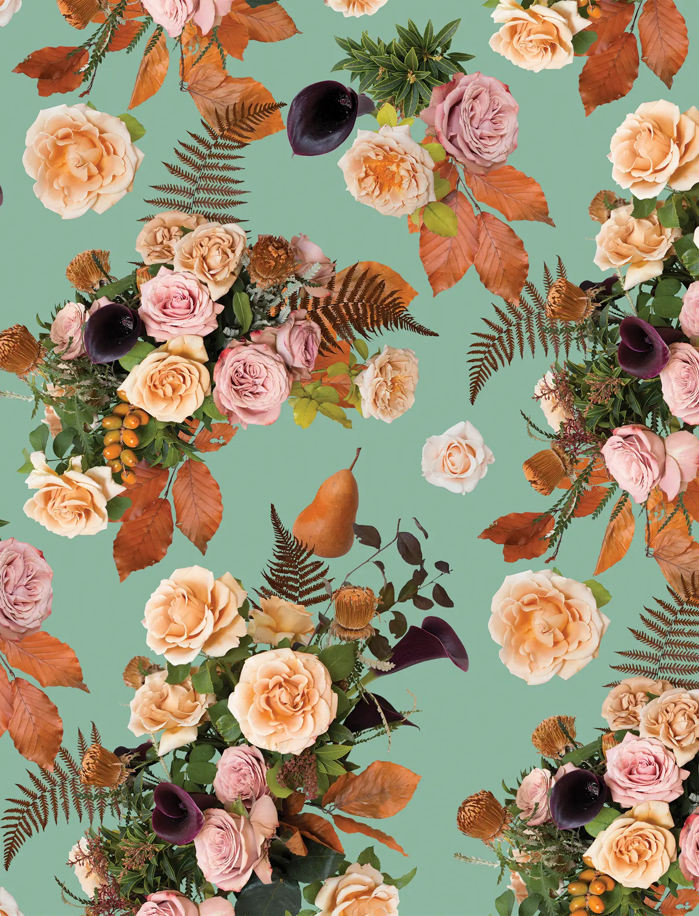 Honey & Poppies Wallpaper, robin egg - Tampa Home & Garden Store