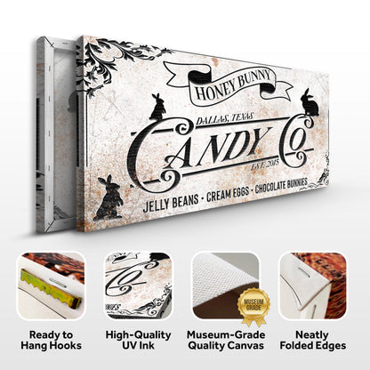 Honey Bunny Candy Company Sign canvas set Tailored Canvases; banner canvas 3-panel on Tampa Home & Garden Store