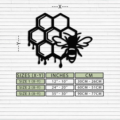 Honeybee and Honeycomb Silhouette Metal Wall Art – Modern Bee Home Decor- KAF543 - Tampa Home & Garden Store