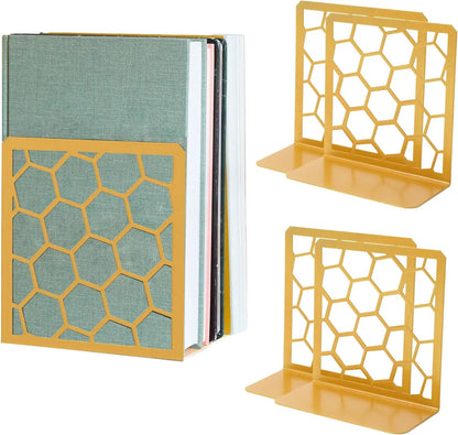 Honeycomb Bookends 2-Pack – Modern Metal Book Ends by Geomod - Tampa Home & Garden Store