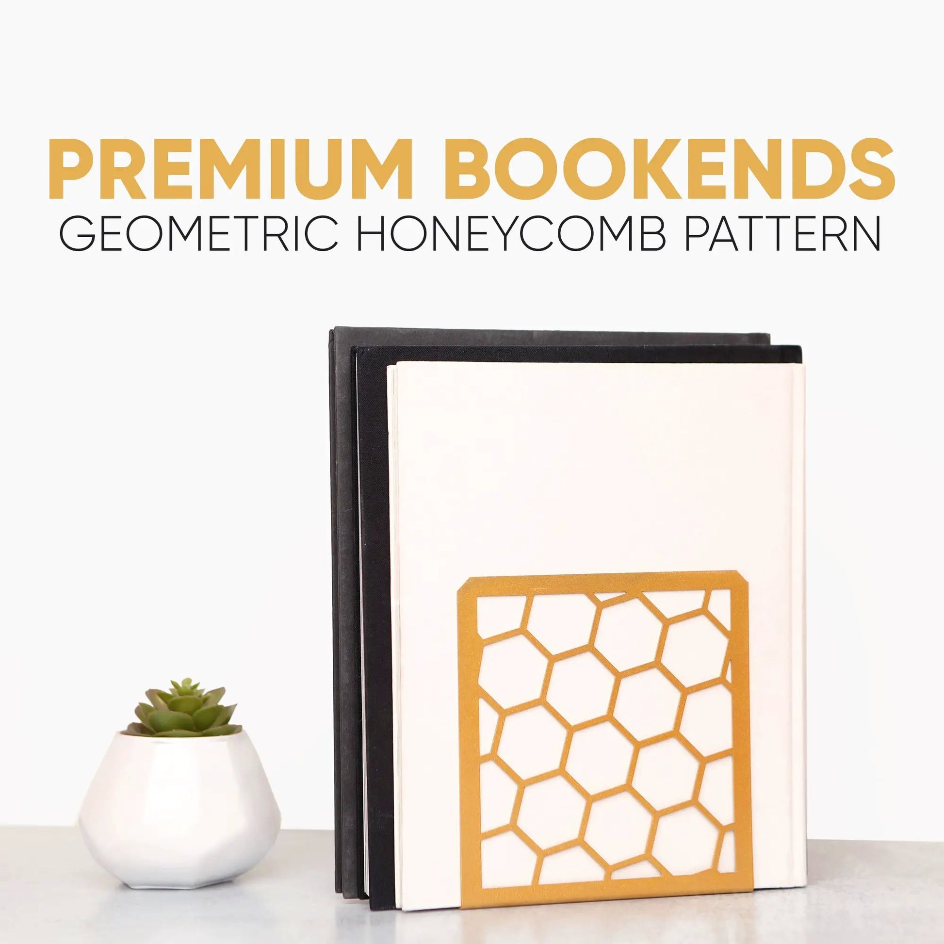 Honeycomb Bookends 2-Pack – Modern Metal Book Ends by Geomod - Tampa Home & Garden Store