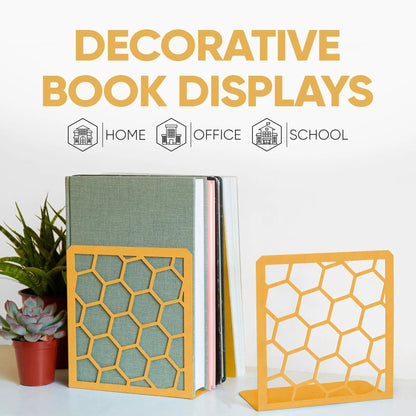 Honeycomb Bookends 2-Pack – Modern Metal Book Ends by Geomod - Tampa Home & Garden Store