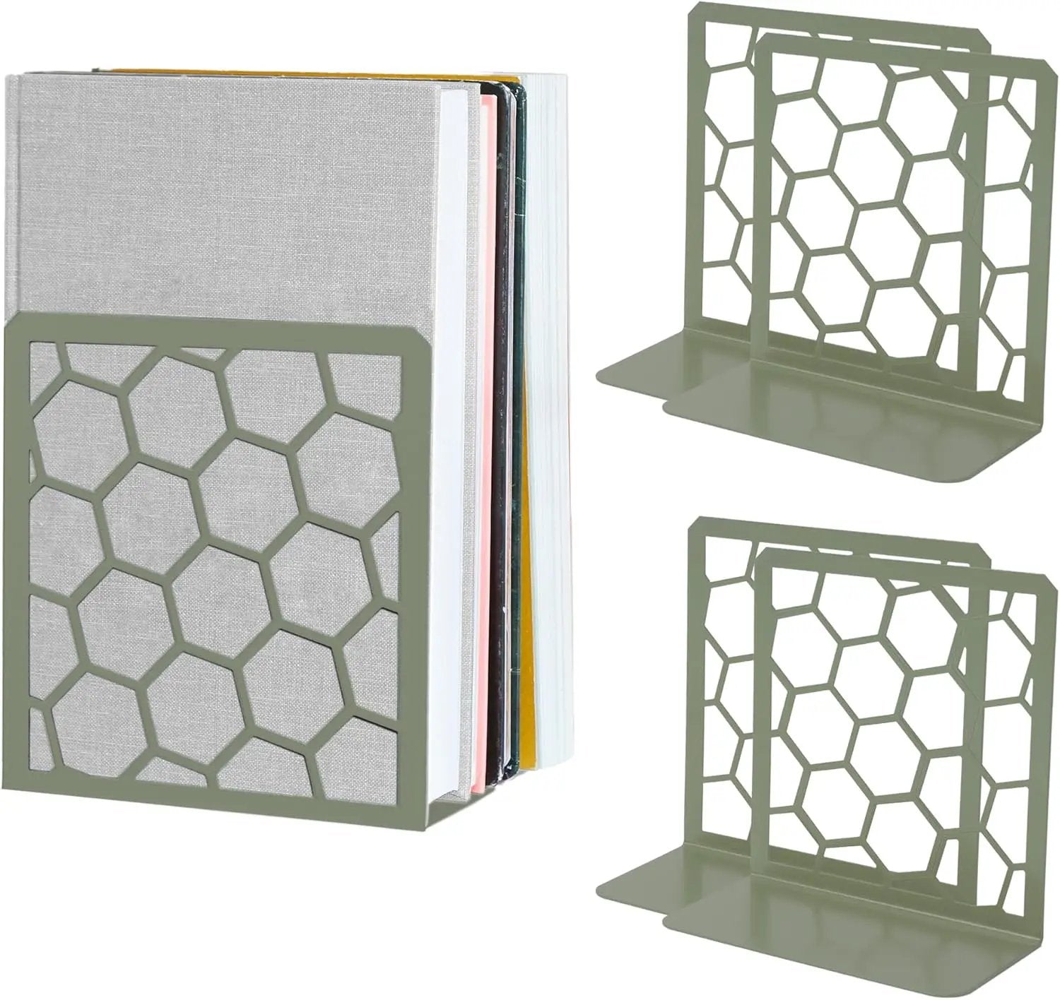 Honeycomb Bookends 2-Pack – Modern Metal Book Ends by Geomod - Tampa Home & Garden Store