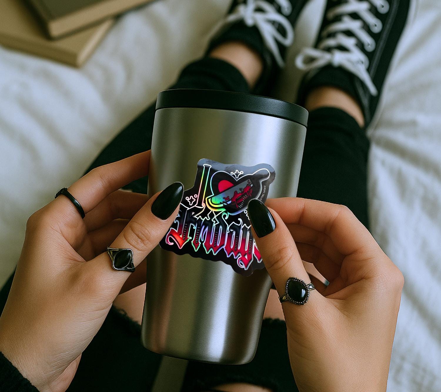 Horror Friday Nights, Waterproof Die Cut Sticker, Choose Between Glossy or Holographic, Perfect to Add Scariness to any Surface - Tampa Home & Garden Store