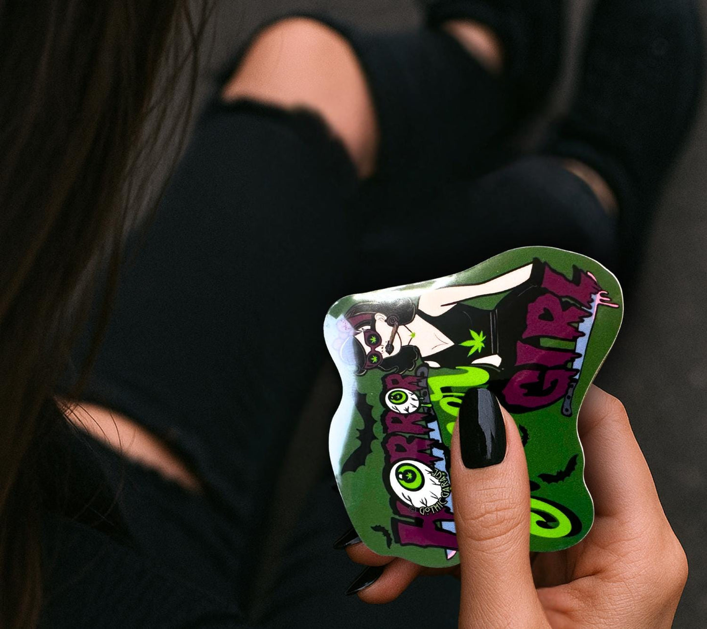 Horror Stoner Girl Waterproof Sticker – Vintage/Retro Gothic Design - Tampa Home & Garden Store