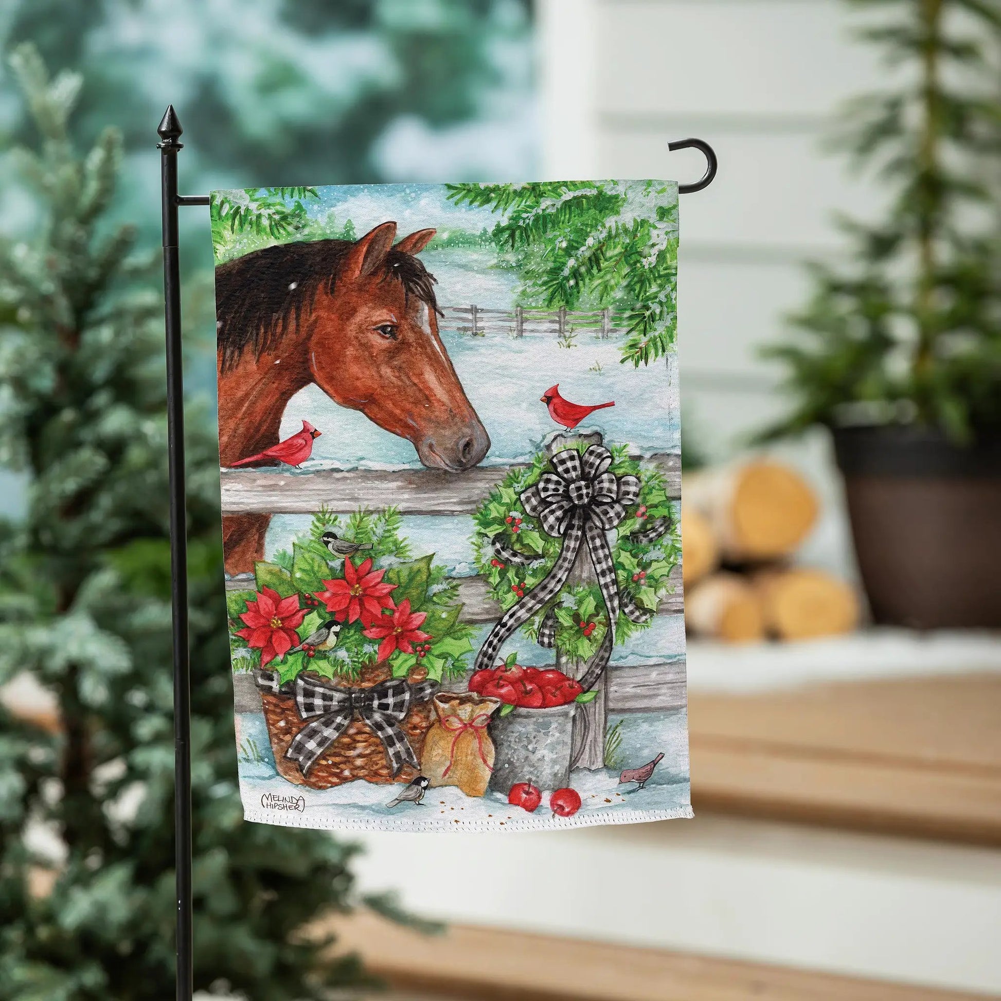 Horse & Cardinal Suede Garden Flag - Tampa Home & Garden Store