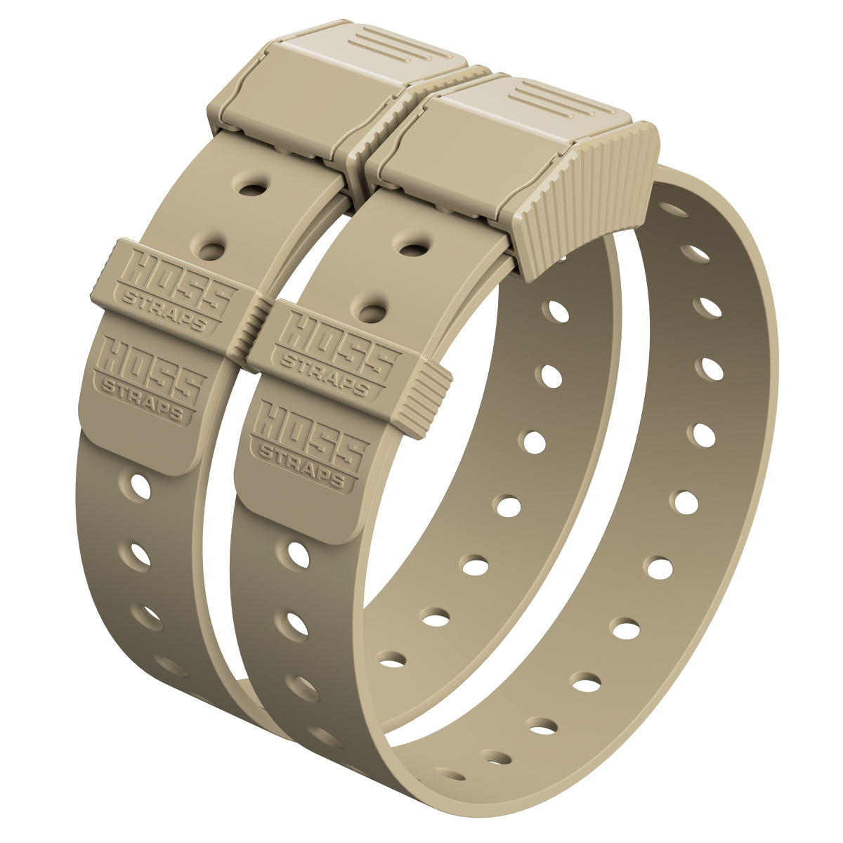 Basic Bucket Strap Pack by Hoss Straps, of tan modular straps with embossed logo for camping on Tampa Home & Garden Store