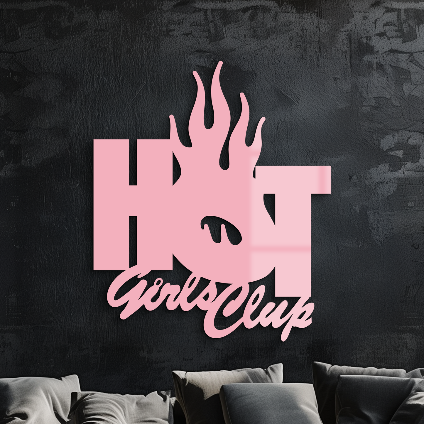 Hot Girls Club Metal Wall Art – Feminine Neon Style Home Decor - KAFGP123 - Tampa Home & Garden Store