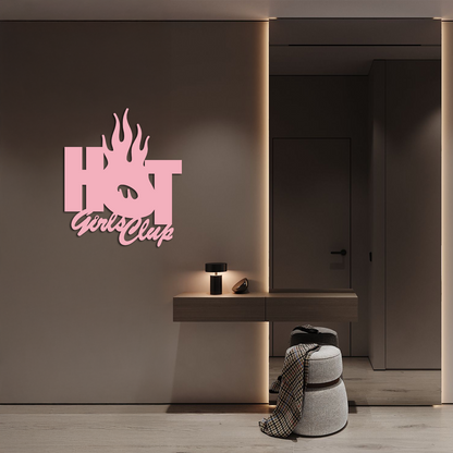 Hot Girls Club Metal Wall Art – Feminine Neon Style Home Decor - KAFGP123 - Tampa Home & Garden Store