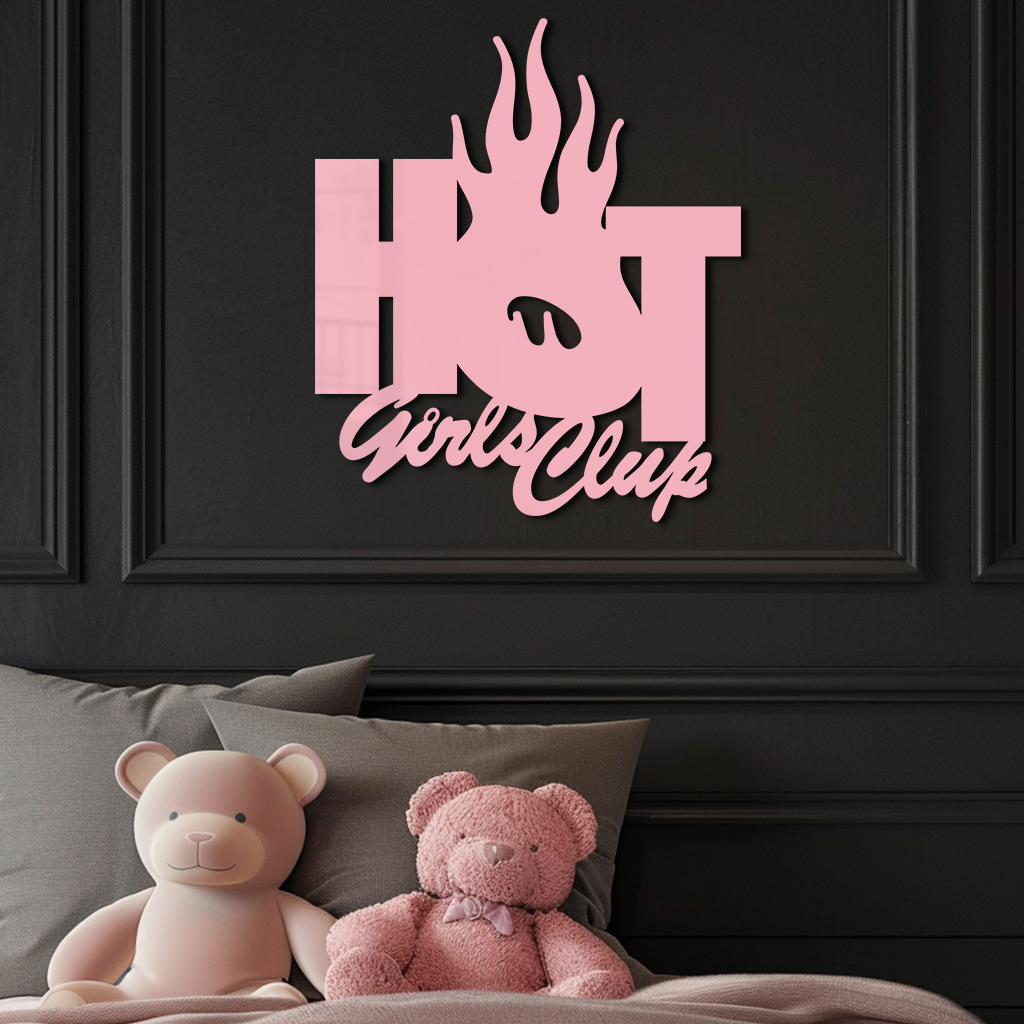 Hot Girls Club Metal Wall Art – Feminine Neon Style Home Decor - KAFGP123 - Tampa Home & Garden Store