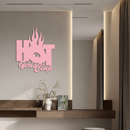 Hot Girls Club Metal Wall Art – Feminine Neon Style Home Decor - KAFGP123 - Tampa Home & Garden Store