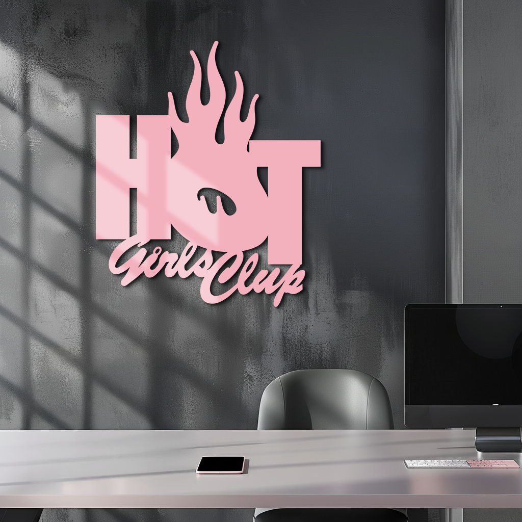 Hot Girls Club Metal Wall Art – Feminine Neon Style Home Decor - KAFGP123 - Tampa Home & Garden Store