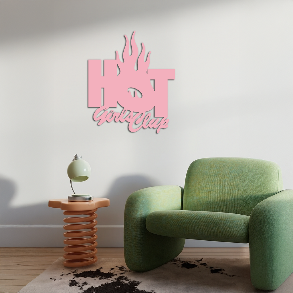 Hot Girls Club Metal Wall Art – Feminine Neon Style Home Decor - KAFGP123 - Tampa Home & Garden Store