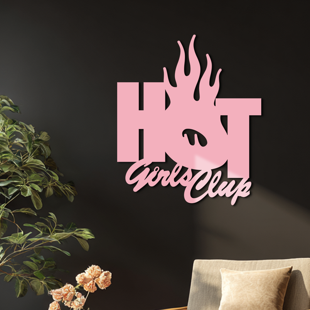 Hot Girls Club Metal Wall Art – Feminine Neon Style Home Decor - KAFGP123 - Tampa Home & Garden Store