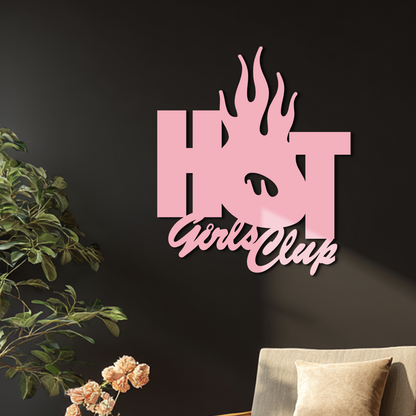 Hot Girls Club Metal Wall Art – Feminine Neon Style Home Decor - KAFGP123 - Tampa Home & Garden Store
