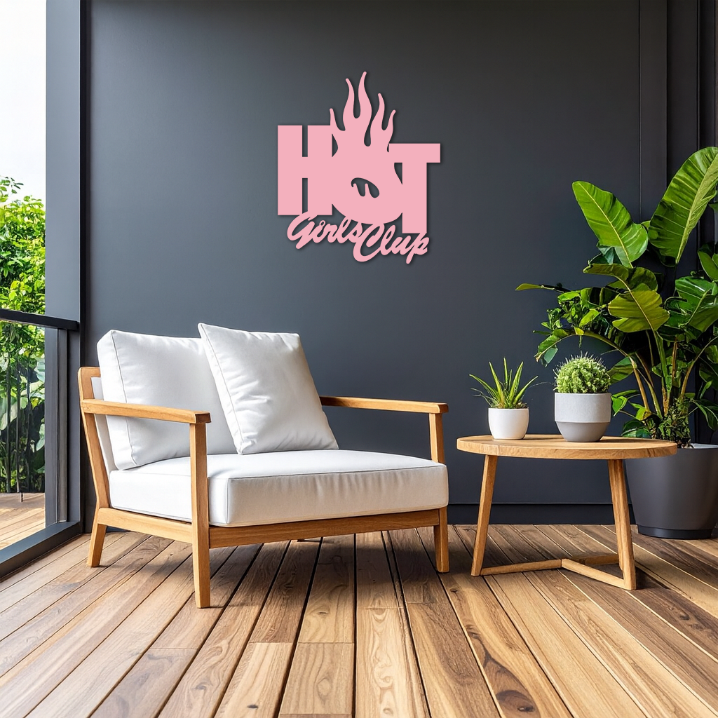 Hot Girls Club Metal Wall Art – Feminine Neon Style Home Decor - KAFGP123 - Tampa Home & Garden Store