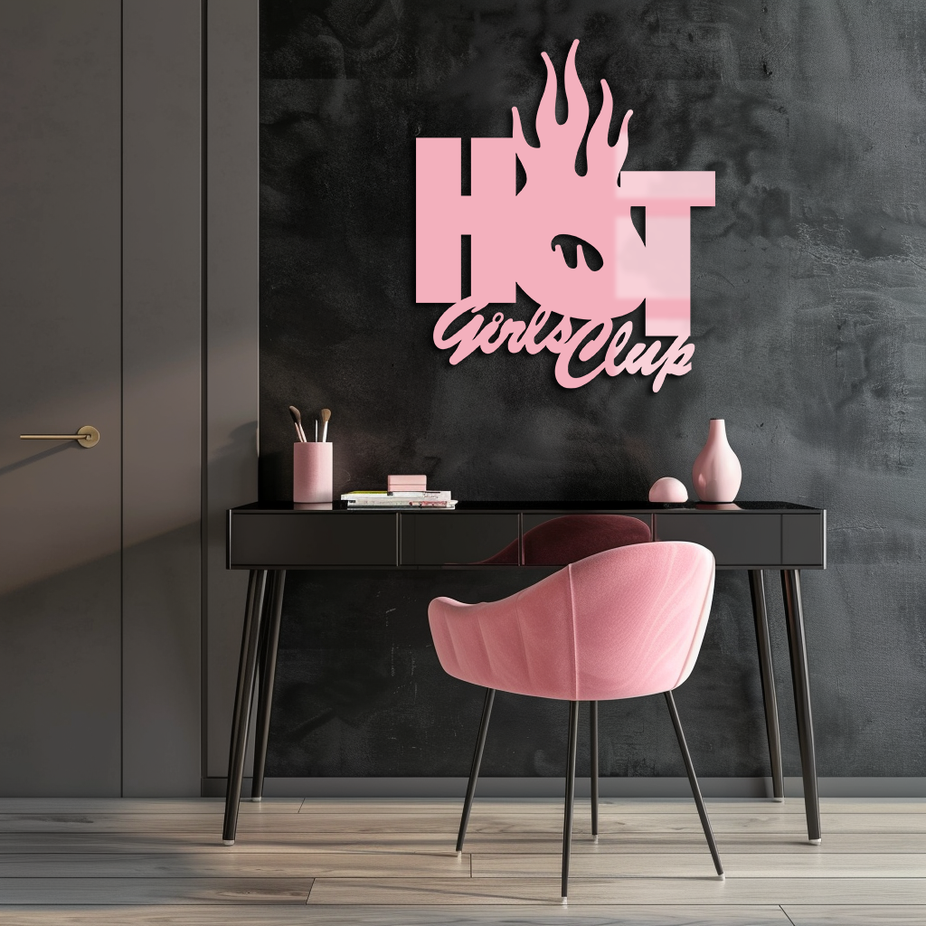 Hot Girls Club Metal Wall Art – Feminine Neon Style Home Decor - KAFGP123 - Tampa Home & Garden Store