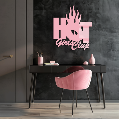 Hot Girls Club Metal Wall Art – Feminine Neon Style Home Decor - KAFGP123 - Tampa Home & Garden Store