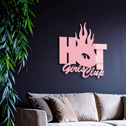 Hot Girls Club Metal Wall Art – Feminine Neon Style Home Decor - KAFGP123 - Tampa Home & Garden Store