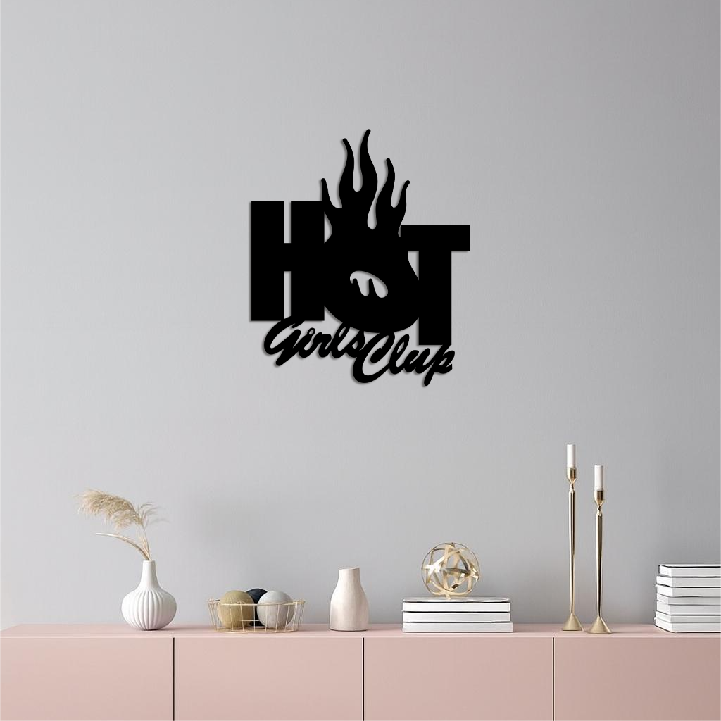 Hot Girls Club Metal Wall Art – Feminine Neon Style Home Decor - KAFGP123 - Tampa Home & Garden Store