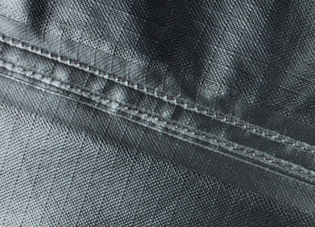 Recliner chair cover Mercury, black textured faux leather fabric with visible stitching on Tampa Home & Garden Store