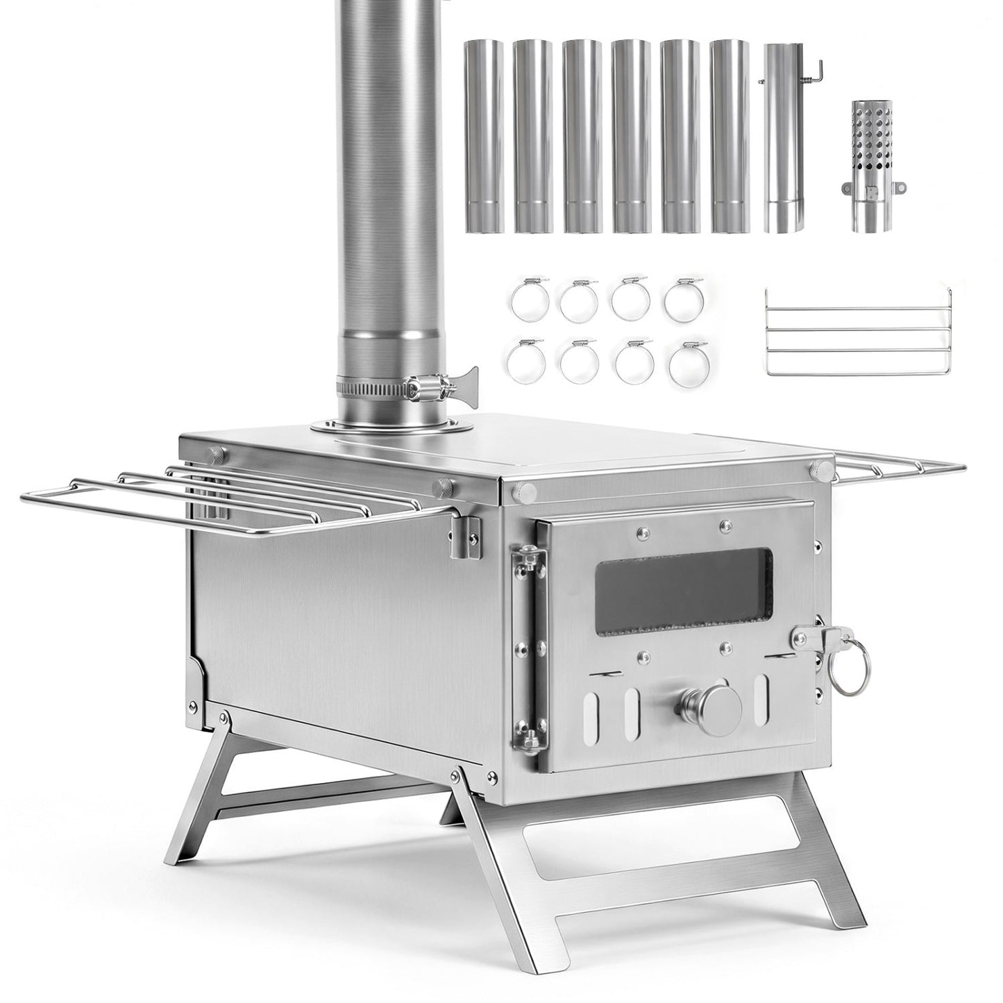 Portable wood burning tent stove DirectDeals camping stove with 7 chimney pipes on Tampa Home & Garden Store
