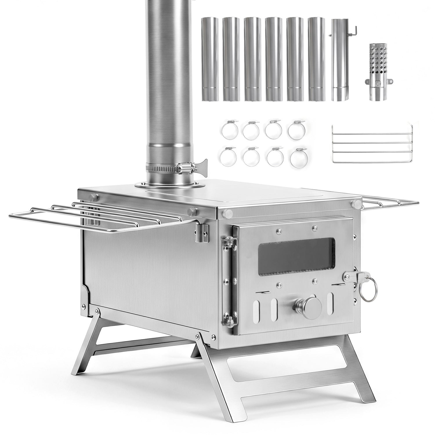 Portable wood burning tent stove DirectDeals camping stove with 7 chimney pipes on Tampa Home & Garden Store