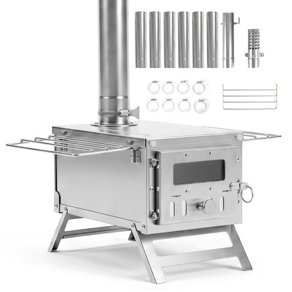 Portable wood burning tent stove DirectDeals camping stove with 7 chimney pipes on Tampa Home & Garden Store