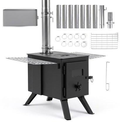 Hot Tent Wood Burning Stove stainless DirectDeals with 8 chimney pipes and ash tray on Tampa Home & Garden Store