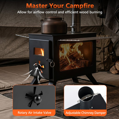 DirectDeals camping stove hot tent wood burning stove black with 8 pipes and ash tray on Tampa Home & Garden Store