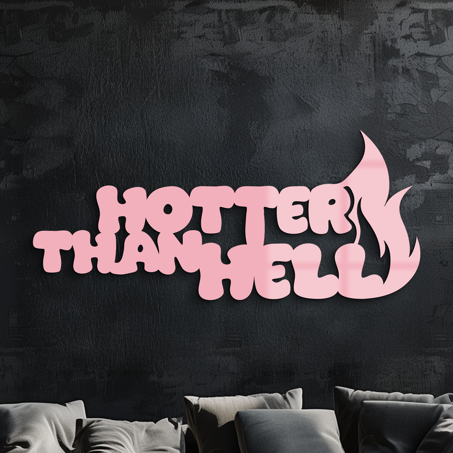 Hotter Than Hell Metal Wall Art – Bold Flame Typography Design - KAFGP124 - Tampa Home & Garden Store